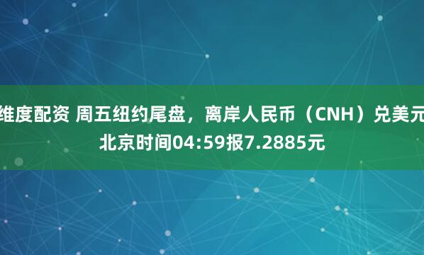 维度配资 周五纽约尾盘，离岸人民币（CNH）兑美元北京时间04:59报7.2885元